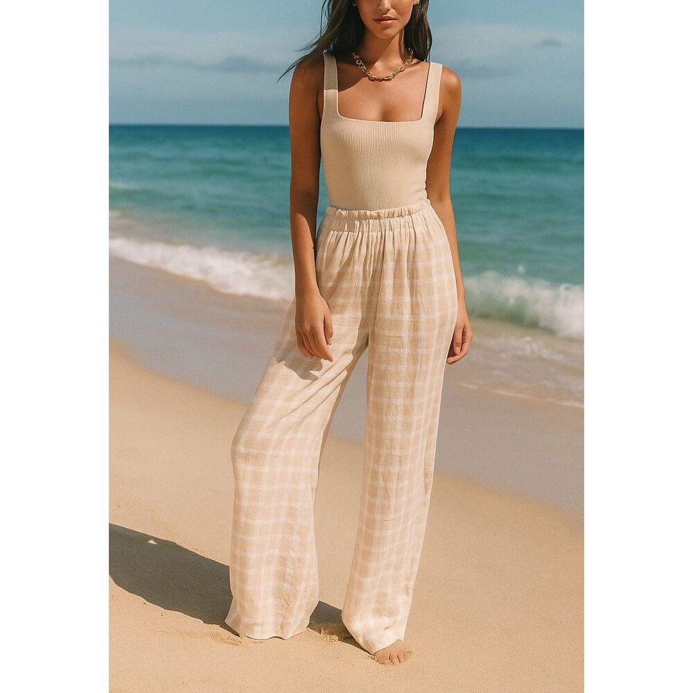 Show Me Your Mumu Roitman Pants in Cream Plaid XS NWT